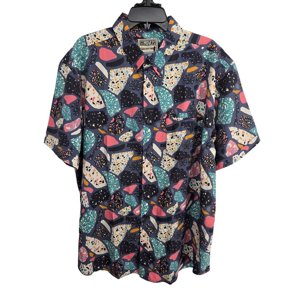 RSLVTS Rock Party Kunuflex Terrazzo Button Down Shirt Size XXLarge